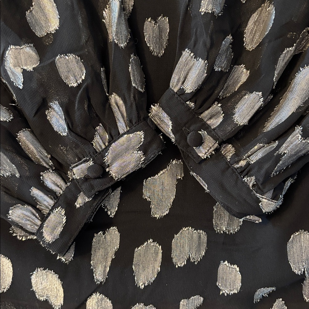 Talbots Black And Silver Patterned Blouse - image 4